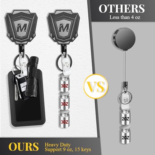 Maileto 2 Pack Heavy Duty Retractable Keychain with Belt Clip Retractable ID Badge Holder Reel with 31.5” Steel Cord, 9.0 oz - Image 5