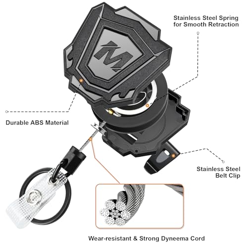 Maileto 2 Pack Heavy Duty Retractable Keychain with Belt Clip Retractable ID Badge Holder Reel with 31.5” Steel Cord, 9.0 oz - Image 3