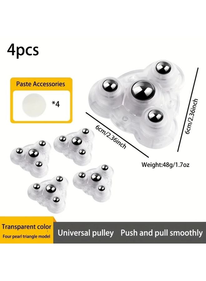 عجلات الأثاث ذاتية اللصق من النوع المثلث 4 حزمة مع محمل كريات دوار - Image 1
