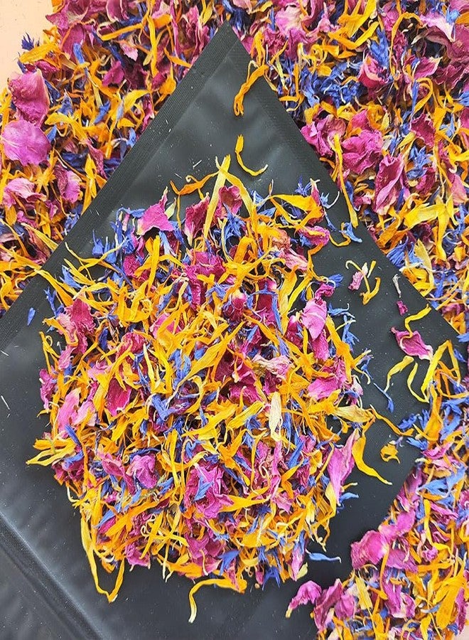 KOOTIPS Naturals Brilliant Flower Petal Blend - Edible blend of calendula, blue cornflower and rose petals, all natural, food-grade, dried floral mix for baking, cocktails & garnish - Image 1