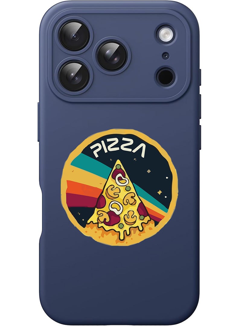 Theodor Protective Slim Fit Case Liquid Silicone Cover with Full Body Protection Anti-Scratch Shockproof Case For Apple iPhone 17 Pro (Blue) Pizza - Image 1