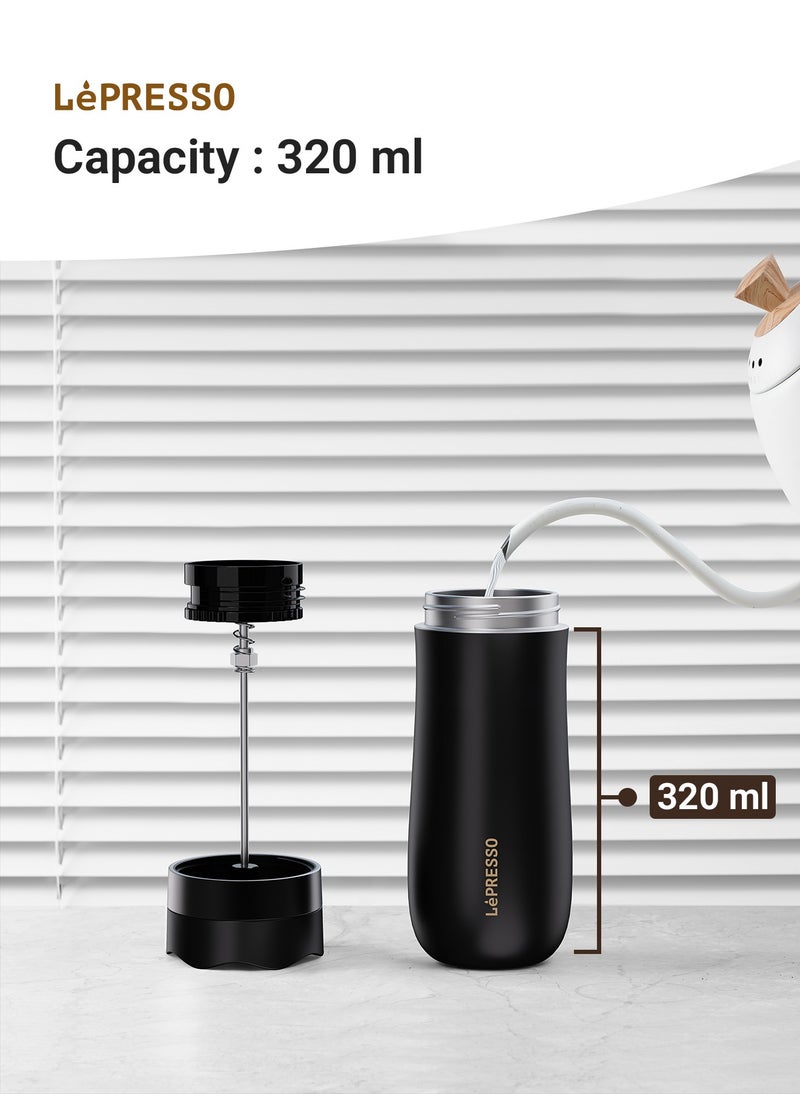 LePRESSO Insulated Mug with French Press / Brew Coffee Or Tea / Keeps Warm and Cold- Black  - Image 3