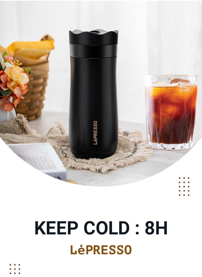 LePRESSO Insulated Mug with French Press / Brew Coffee Or Tea / Keeps Warm and Cold- Black  - Image 2