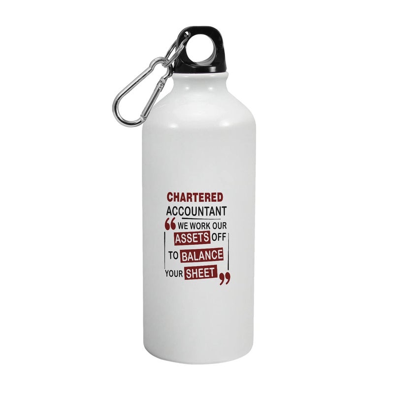 Happu Happu Aluminium Sipper Bottle For Chartered Accountants We Work our Assets Off to Balance Your Sheet Gift for CA Students Aspirants CA Professionals Accountants 3257AB600  - Image 1