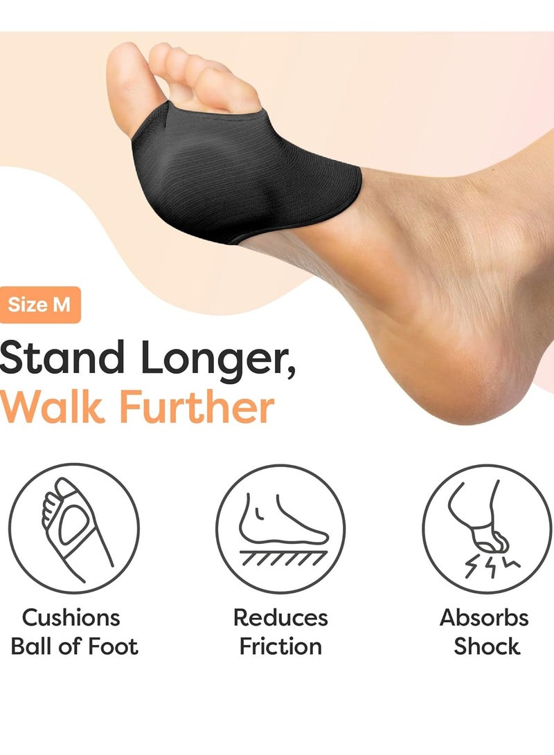 أونليماي فقط ضمادات مشط القدم للرجال والنساء، عبوة من قطعتين - وسائد لتخفيف آلام كرة القدم لالتهاب العظم السمسمي، وآلام مشط القدم، وورم مورتون العصبي - زوجان من الأكمام القماشية مع حشوات من الجل (أسود) - Image 2