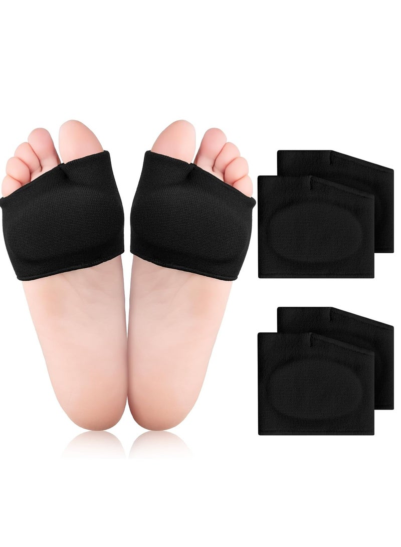 أونليماي فقط ضمادات مشط القدم للرجال والنساء، عبوة من قطعتين - وسائد لتخفيف آلام كرة القدم لالتهاب العظم السمسمي، وآلام مشط القدم، وورم مورتون العصبي - زوجان من الأكمام القماشية مع حشوات من الجل (أسود) - Image 1