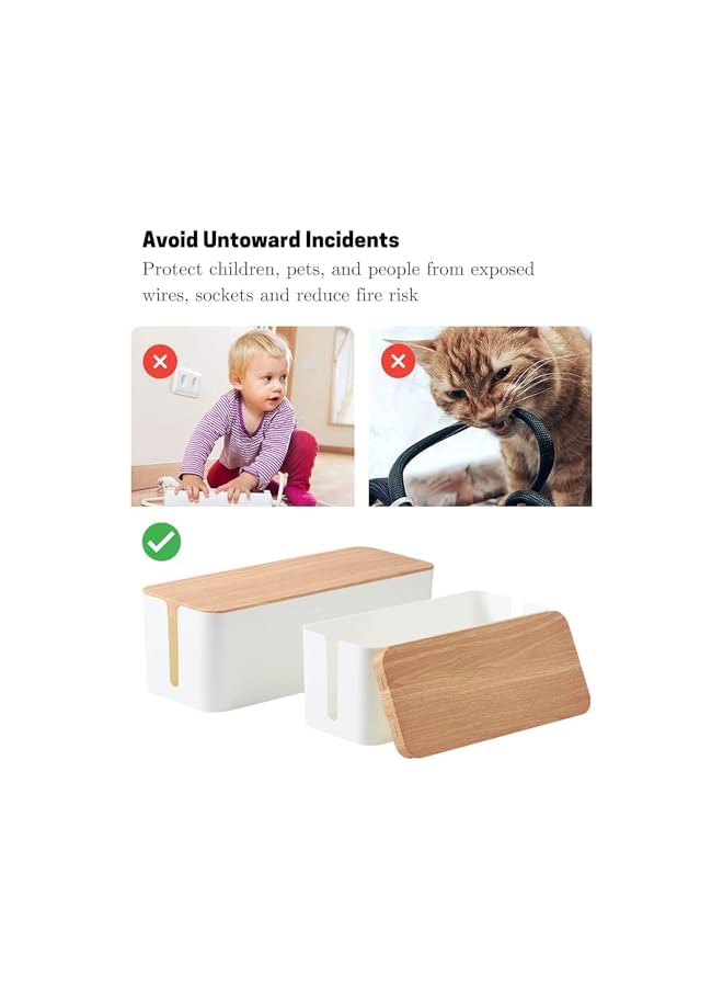 PROMASS promass Cable Management Box, 2 Pack Large Extension Cable Organizer Box with Slotted Top, Bamboo Style Cable Organizer Box, Cord Organizer Box to Hide Surge Protector on Desk or Floor  - Image 4