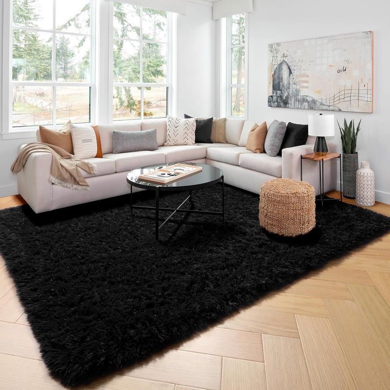 Amdrebio Black Area Rugs for Bedroom, 5x8, Large Fluffy Rug for Living Room Decor, Modern Cool Rugs for Kids, Boys, Men, Furry Shaggy Carpets for Classroom, Fuzzy Plush Gothic Carpet for Home Office - Image 5