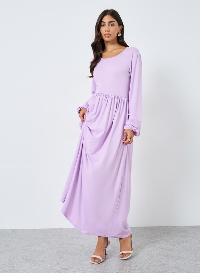 ستايلي فستان طويل بياقة سكوب - Image 1