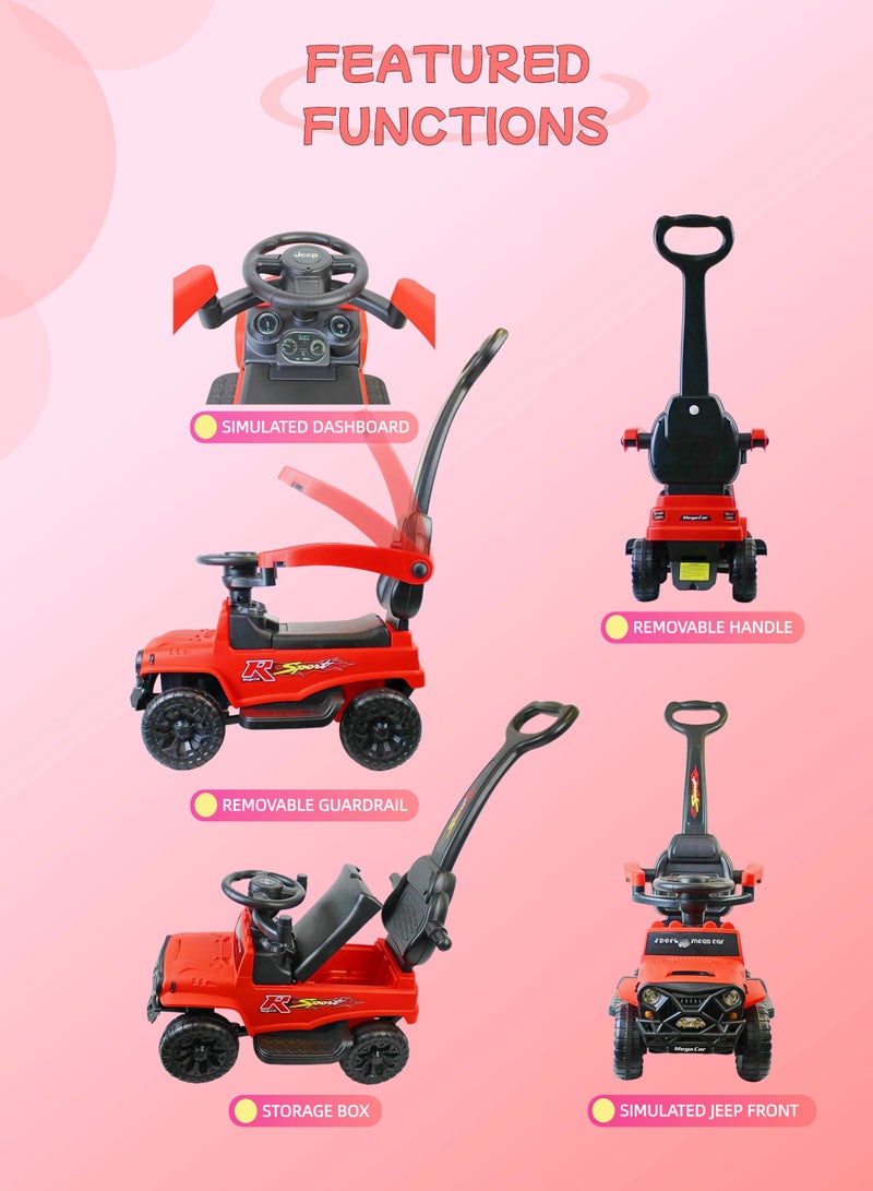 إيزي فيتشور سيارة دفع سهلة الاستخدام للأطفال من عمر 1 إلى 6 سنوات، سيارة دفع 2 في 1 مع موسيقى وزر بوق - Image 2