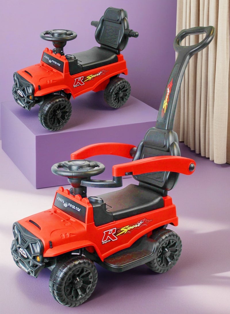 إيزي فيتشور سيارة دفع سهلة الاستخدام للأطفال من عمر 1 إلى 6 سنوات، سيارة دفع 2 في 1 مع موسيقى وزر بوق - Image 1