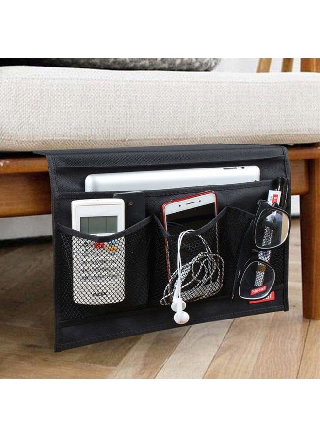 Meeall Bedside Caddy 4 Pockets Bedside Organizer Caddy Fit Tablet Magazine Phone Glasses, Under Mattress Remote Control Holder Storage Organizer, Black - Image 5