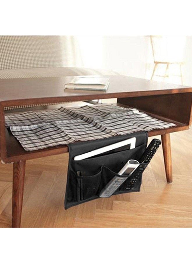 Meeall Bedside Caddy 4 Pockets Bedside Organizer Caddy Fit Tablet Magazine Phone Glasses, Under Mattress Remote Control Holder Storage Organizer, Black - Image 2