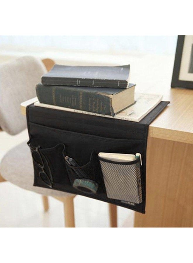 Meeall Bedside Caddy 4 Pockets Bedside Organizer Caddy Fit Tablet Magazine Phone Glasses, Under Mattress Remote Control Holder Storage Organizer, Black - Image 4