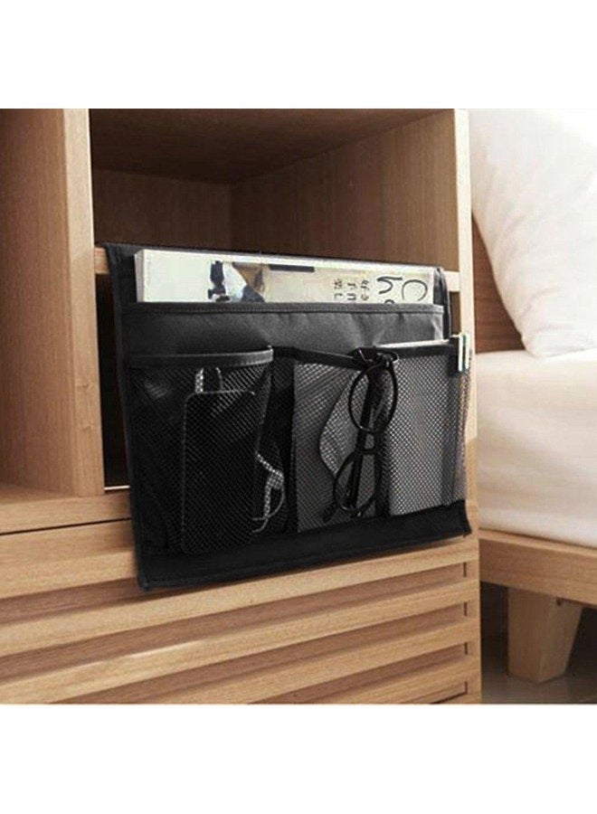 Meeall Bedside Caddy 4 Pockets Bedside Organizer Caddy Fit Tablet Magazine Phone Glasses, Under Mattress Remote Control Holder Storage Organizer, Black - Image 3