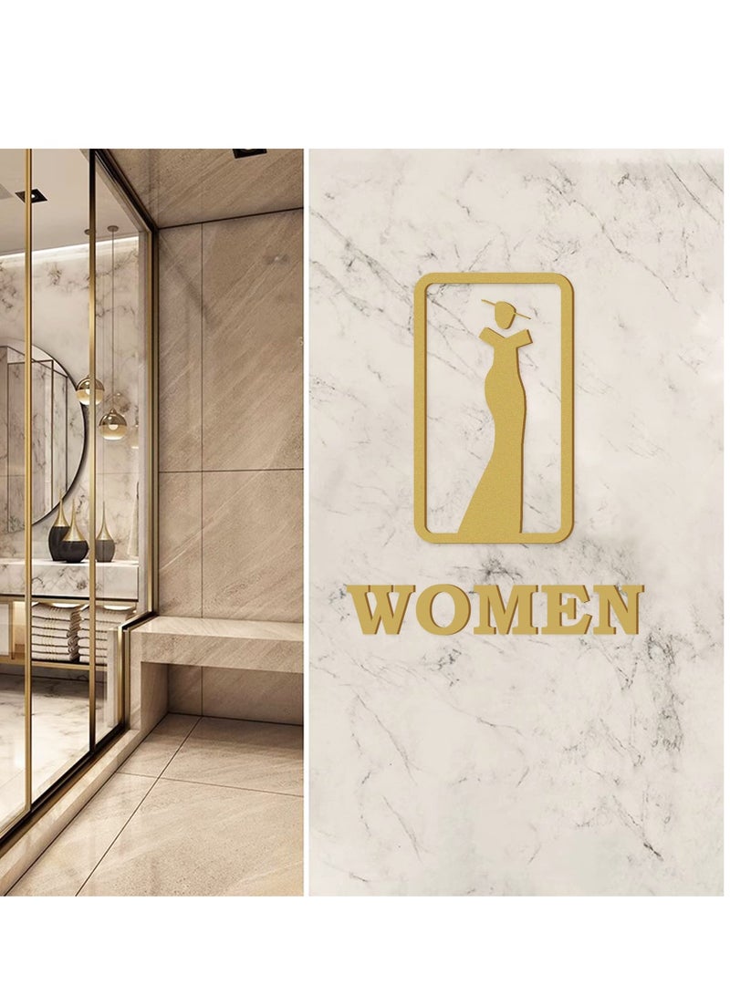 Excefore 2 Pcs Toilet Signs, Premium Funny Bathrooms Signs, Door Restroom Sign Ladies Gents Toilet Sign Wall Stickers, for Bathroom, Hotel, Restaurant, 11 x 20CM  - Image 3