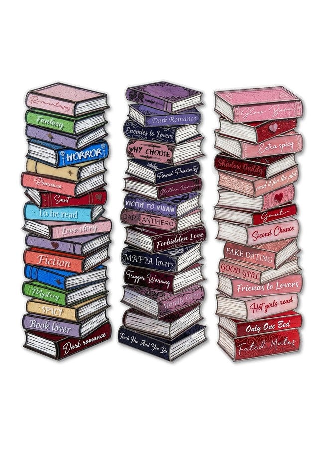 TwoDays Book Stack Stained Glass Transparent PVC Bookmarks - Romance & Fantasy Tropes Design, Dark Romance Themed Merch for Reading Women, Unique Bookish Gifts for BookTok (Set of 3, 6'' x 2'') - Image 1
