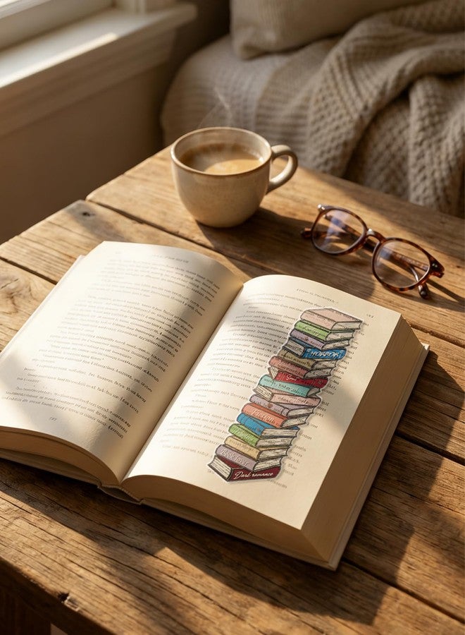 TwoDays Book Stack Stained Glass Transparent PVC Bookmarks - Romance & Fantasy Tropes Design, Dark Romance Themed Merch for Reading Women, Unique Bookish Gifts for BookTok (Set of 3, 6'' x 2'') - Image 2