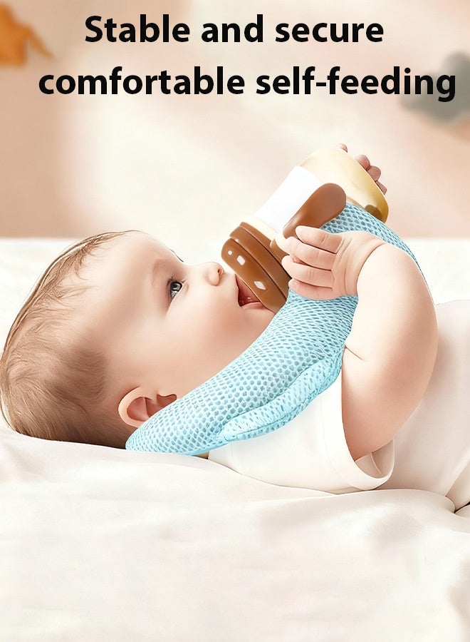 Berma Baby وسادة تغذية الطفل حامل زجاجة دعم الطفل حامل زجاجة الرضاعة وسادة تغذية الطفل وسادة مضادة للبصق لحديثي الولادة وسادة رأس مضادة للتحيز للأطفال - أزرق - Image 3