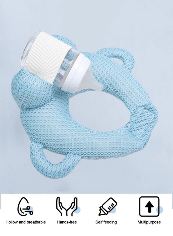 Berma Baby وسادة تغذية الطفل حامل زجاجة دعم الطفل حامل زجاجة الرضاعة وسادة تغذية الطفل وسادة مضادة للبصق لحديثي الولادة وسادة رأس مضادة للتحيز للأطفال - أزرق - Image 4