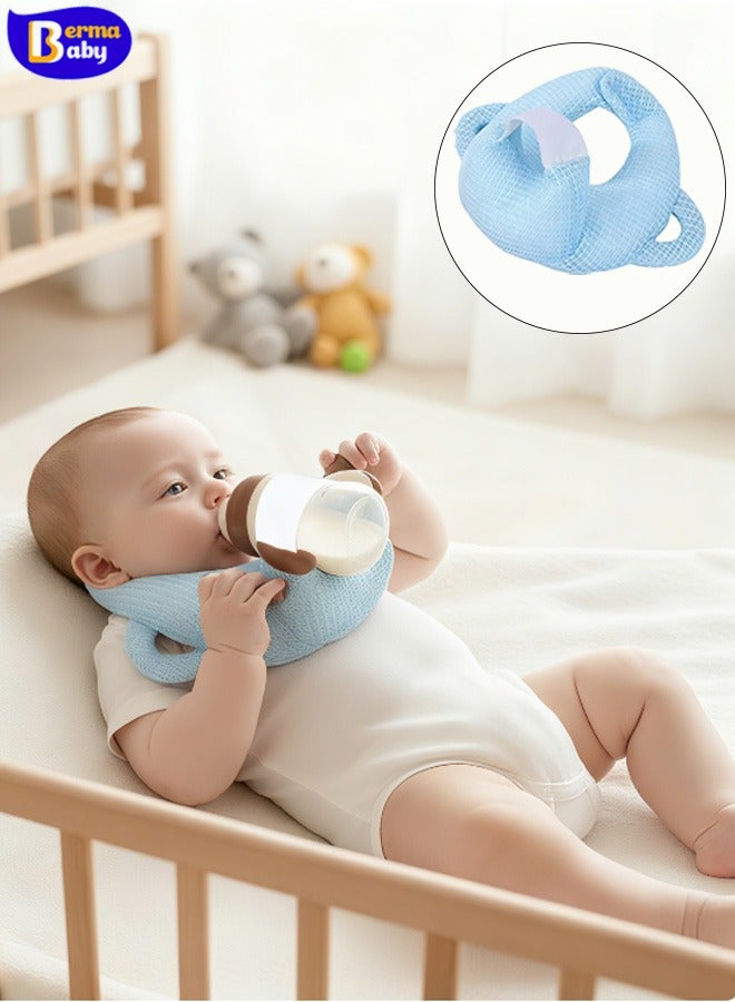 Berma Baby وسادة تغذية الطفل حامل زجاجة دعم الطفل حامل زجاجة الرضاعة وسادة تغذية الطفل وسادة مضادة للبصق لحديثي الولادة وسادة رأس مضادة للتحيز للأطفال - أزرق - Image 1