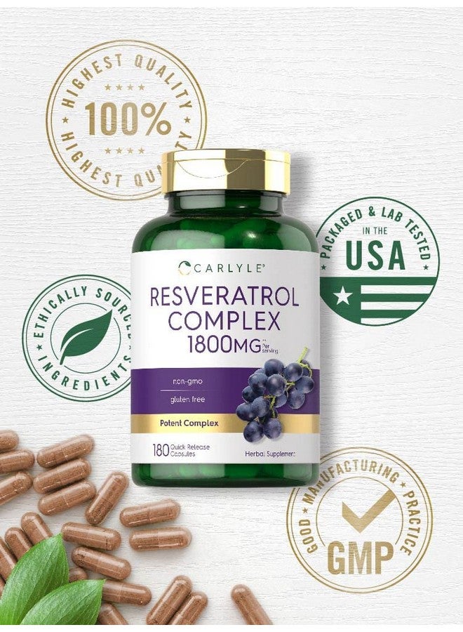 مكمل كارلايل ريسفيراترول ١٨٠٠ ملغ | ١٨٠ كبسولة | غير معدل وراثيًا وخالٍ من الغلوتين | مركب فعال - Image 5