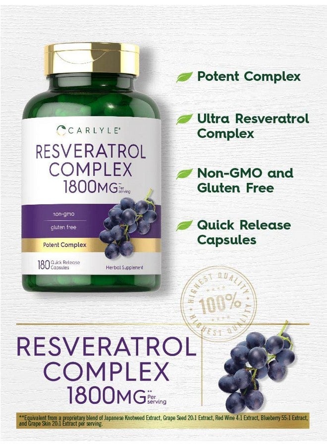 مكمل كارلايل ريسفيراترول ١٨٠٠ ملغ | ١٨٠ كبسولة | غير معدل وراثيًا وخالٍ من الغلوتين | مركب فعال - Image 3