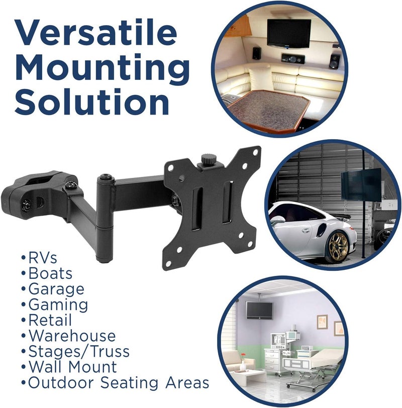 Mount-It! Universal Full Motion Steel Pole Mount with Articulating Arm and Removable VESA Plate for 17 to 32 Inch Monitors & TVs, VESA 75x75 & 100x100 Compatible, Black (MI-391) - Image 2