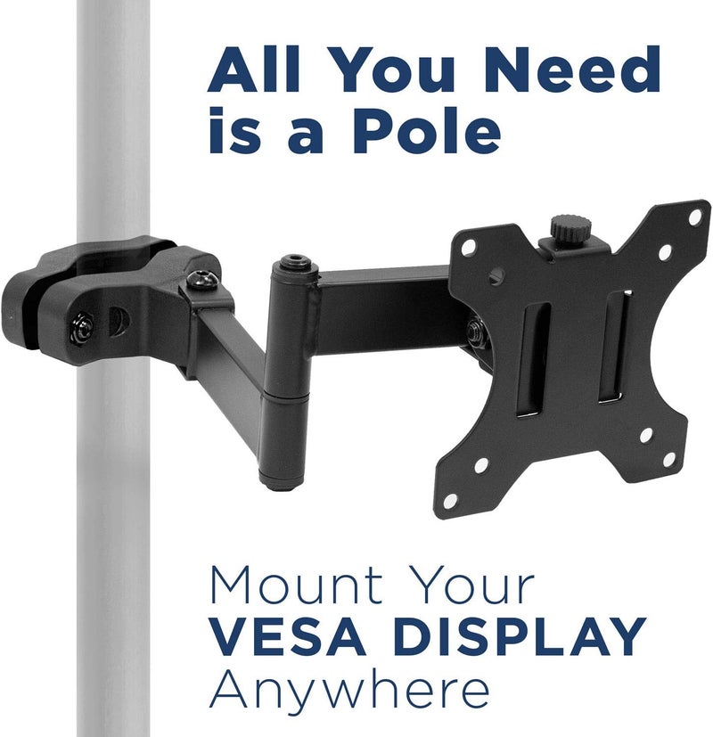 Mount-It! Universal Full Motion Steel Pole Mount with Articulating Arm and Removable VESA Plate for 17 to 32 Inch Monitors & TVs, VESA 75x75 & 100x100 Compatible, Black (MI-391) - Image 3