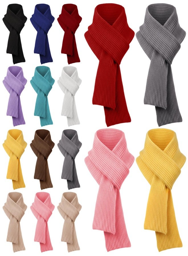 Croloose 16 Pcs 16/24 Pcs Kids Warm Winter Scarf Bulk Knit Children Soft Neck Warmer Wrap Outdoor for Toddlers Boys Girls 5-10 Year (Gray,Pink,Beige,Yellow) - Image 1