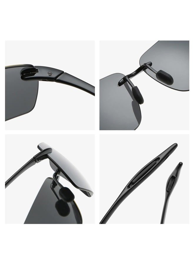 MIRYEA Rimless Polarized Sports Sunglasses for Men Women Driving Cycling Running Fishing Golf 100% UV Protection Sun Glasses Fashion Unisex Shades Retro Eyeglasses Anti Glare Classic Mirror Lens Eyewear - Image 4