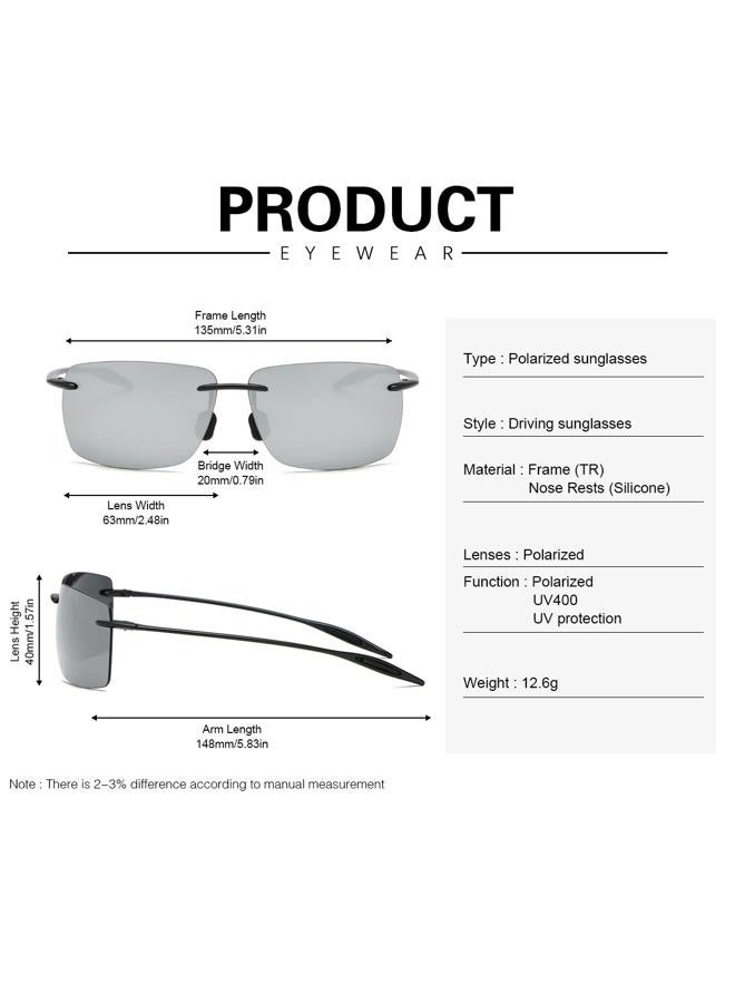 MIRYEA Rimless Polarized Sports Sunglasses for Men Women Driving Cycling Running Fishing Golf 100% UV Protection Sun Glasses Fashion Unisex Shades Retro Eyeglasses Anti Glare Classic Mirror Lens Eyewear - Image 5