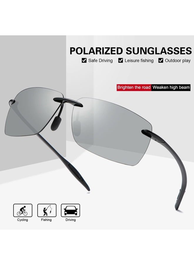 MIRYEA Rimless Polarized Sports Sunglasses for Men Women Driving Cycling Running Fishing Golf 100% UV Protection Sun Glasses Fashion Unisex Shades Retro Eyeglasses Anti Glare Classic Mirror Lens Eyewear - Image 2