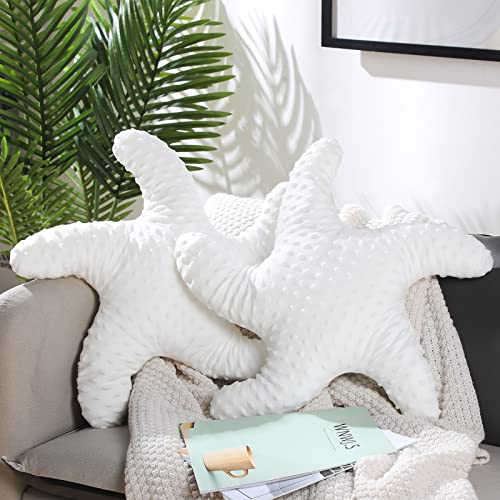 Fumete Starfish Pillow Beach Starfish Shaped Throw Pillows 20 Stuffed Animal Cute Plush Coastal Decor Ocean Star Pillow Plush Cushion for Bedroom Living Room Sofa CouchWhite2 Pcs - Image 1
