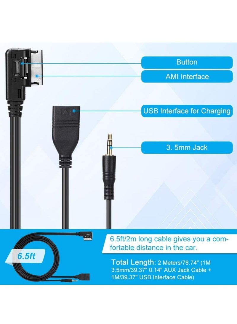SYOSI - MDI AMI MMI Music Interface USB+ Charger Aux Cable for Audi A6L A8L Q7 A3 A4L A5 A1, Haofy 3.5mm Audio USB Socket AUX Adapter Cable Adapter Scart-HDMI to Scart Cable - Image 1
