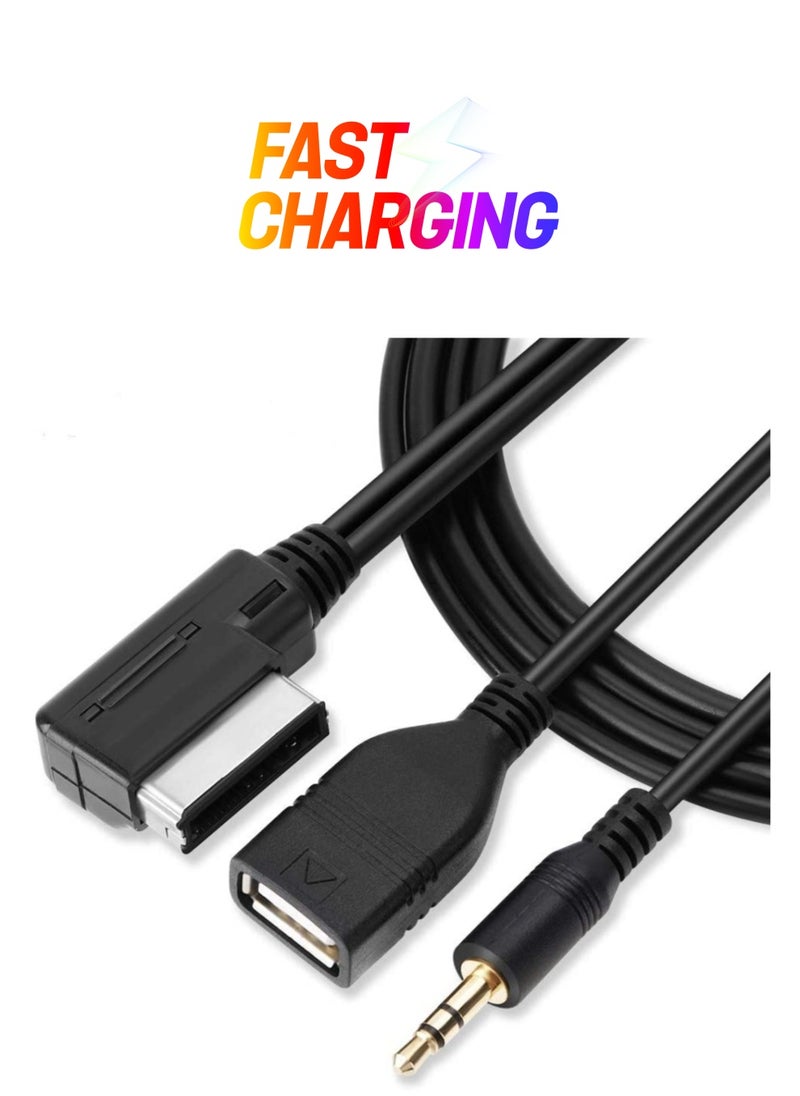 SYOSI - MDI AMI MMI Music Interface USB+ Charger Aux Cable for Audi A6L A8L Q7 A3 A4L A5 A1, Haofy 3.5mm Audio USB Socket AUX Adapter Cable Adapter Scart-HDMI to Scart Cable - Image 1