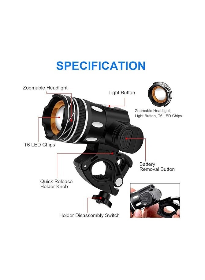 Greneric Bike Light, Super Bright Rechargeable Front Headlight for Cycling Outdoor, Waterproof Bicycle Headlight with 3 Light Mode Options - Image 4