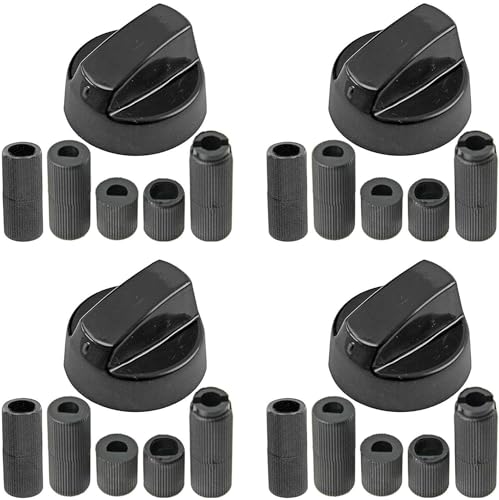 SPARES2GO Universal Black Control Switch Knobs for All Makes of Oven Cooker  Hob 41mm Plastic Pack of 4