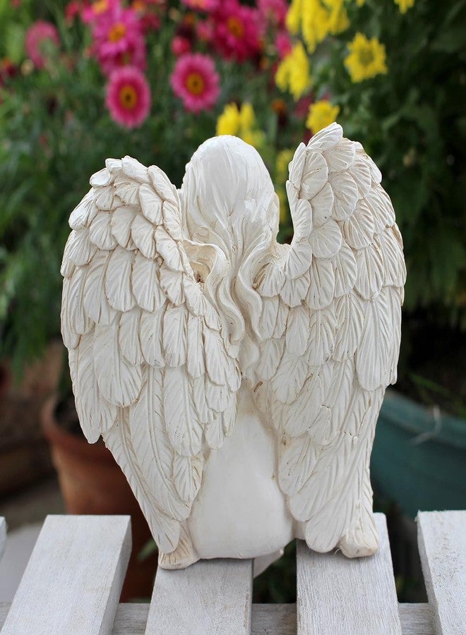 JARPSIRY Angel Garden Statue, Sitting Angel Sculpture, Resin Angel with Bird Figurine for Patio Yard Porch Lawn Outdoor Decor Home Shelf Sitter Memorial Spiritual Gifts - Image 3