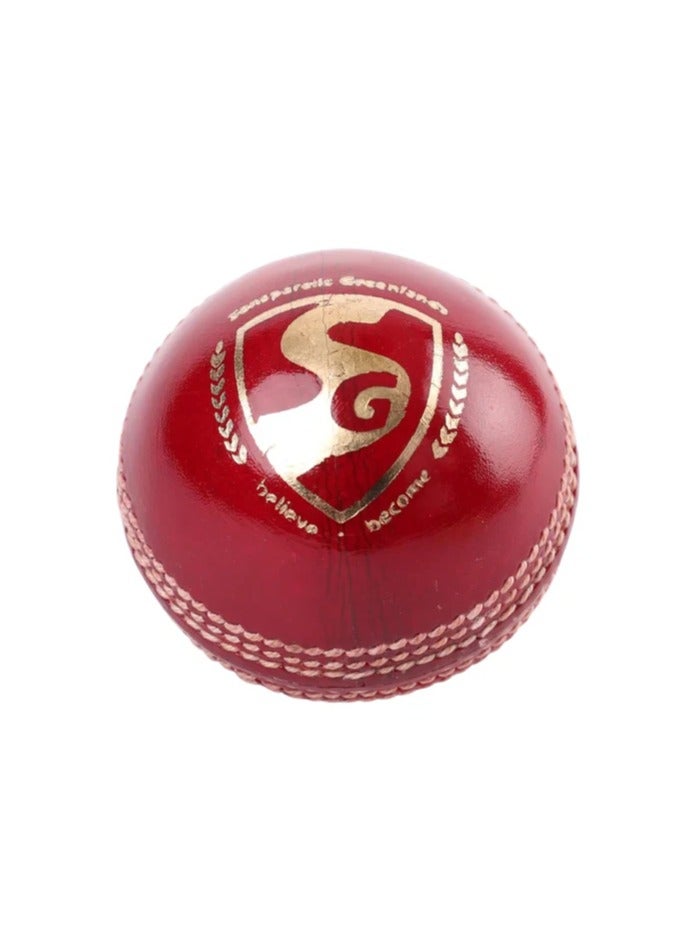 SG SG Shield 30 Red Youth Cricket Leather Ball for Juniors, 4 Piece Portuguese Construction, Handcrafted, Water-Resistant Leather Ball, Suitable for Practice and Tournament Game - Image 2