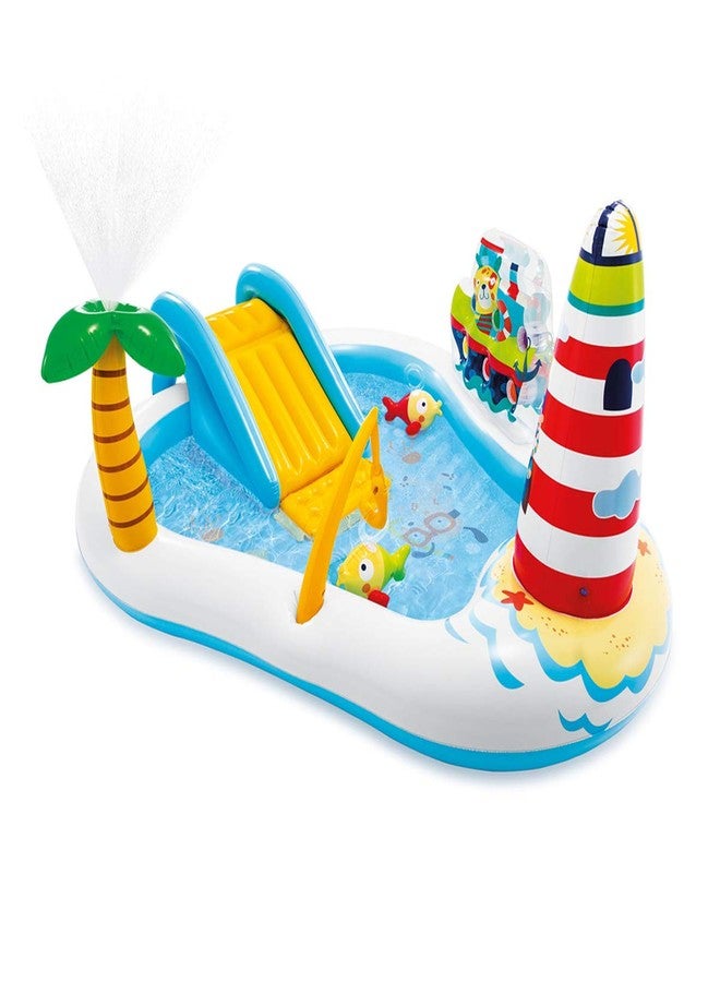 VWretails Inflatable Family Play Center with Water Slides Balls and Inflatable Toys Big Size and Multi Colorfull for Kid's Fun and Enjoyment with Family in Vacations (Fishing Fun Play Center) - Image 1