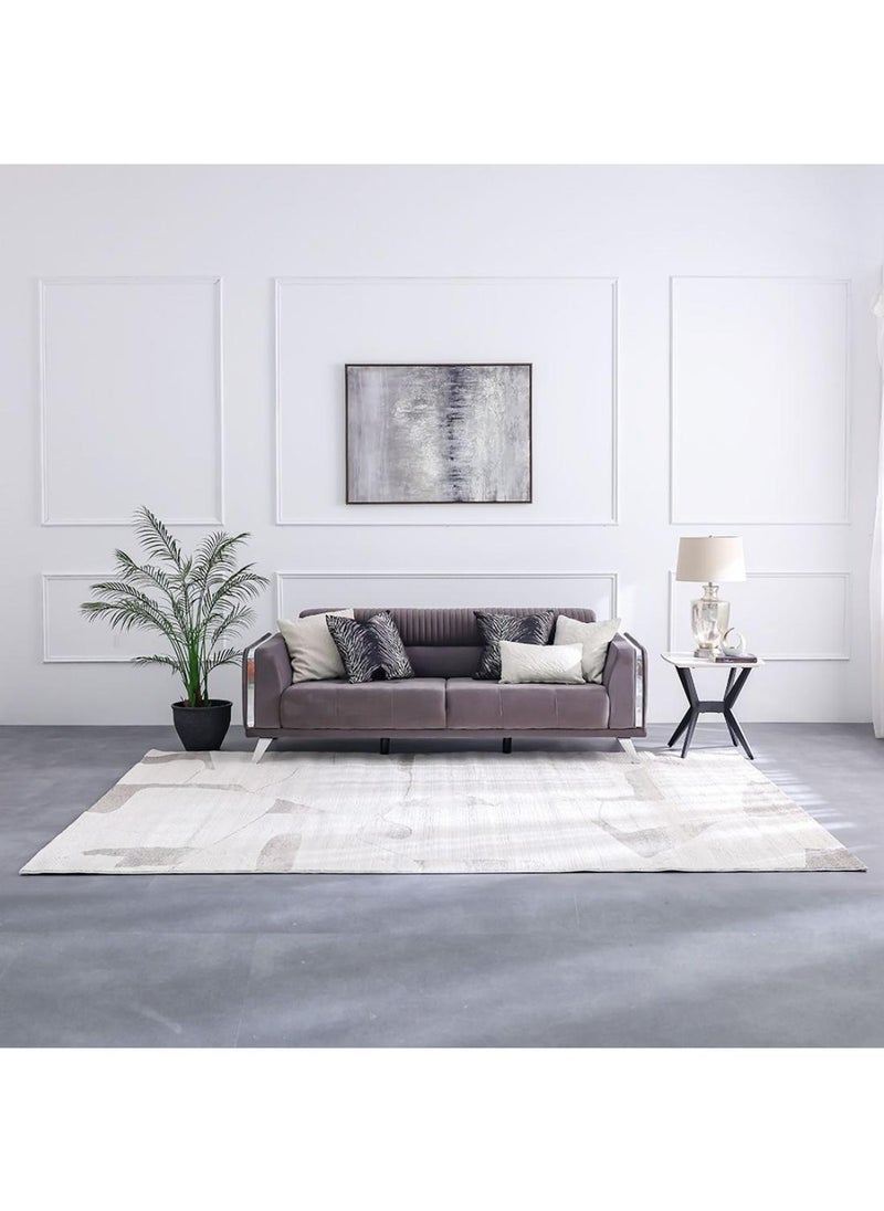 DANUBE HOME Elie Modern Abstract Patterned Rug  Polypropylene + Polyester Area Rug L340xW240cm-White Brown  - Image 5