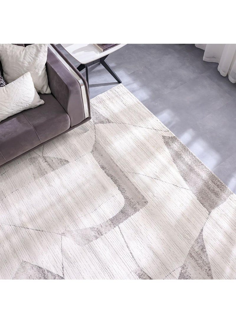 Elie Modern Abstract Patterned Rug  Polypropylene + Polyester Area Rug L340xW240cm-White Brown