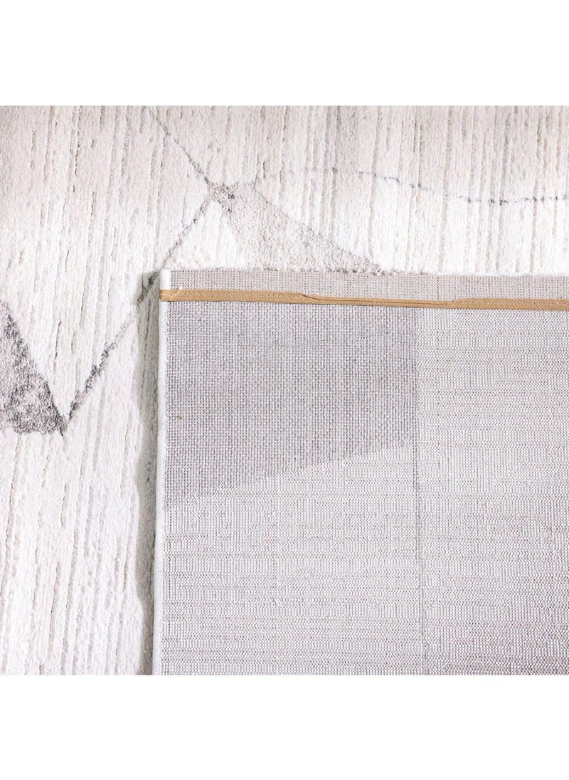 DANUBE HOME Elie Modern Abstract Patterned Rug  Polypropylene + Polyester Area Rug L340xW240cm-White Brown  - Image 3