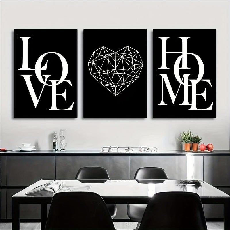 3pcs Scandinavian Poster Black White Canvas Painting Wall Decor 15 7x23 6 Inch Unframed Living Room Nordic Home Love - Image 4
