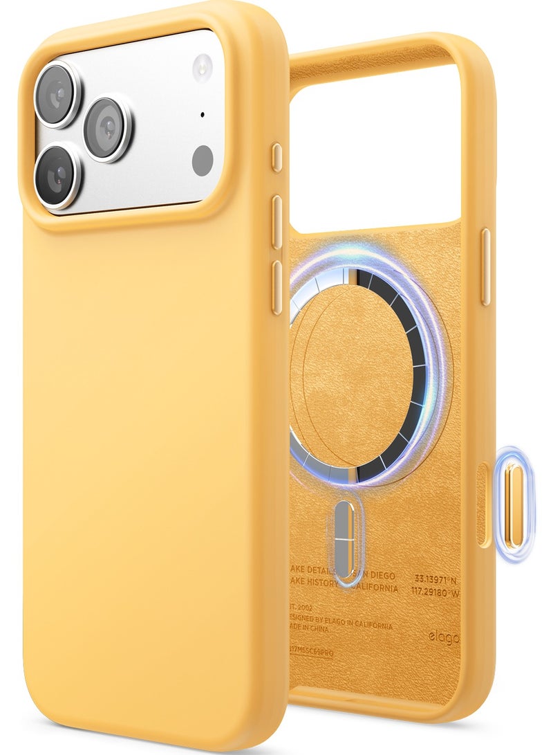 Elago Magnetic Liquid Silicone for iPhone 17 Pro MAX case cover [Camera Control Button Cover] compatible with MagSafe Shockproof - Sunshine - Image 1