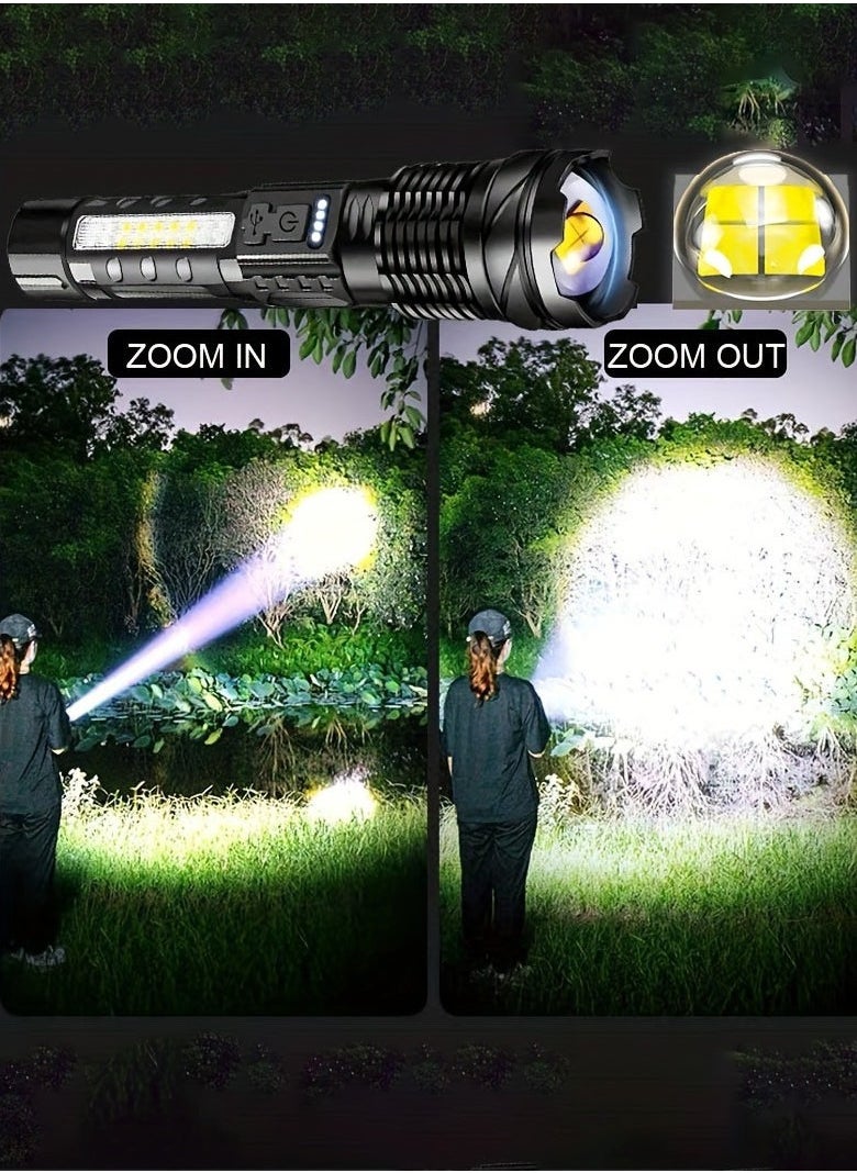 Arabest 2pcs Super Powerful Rechargeable Torch Flood Light With Side Light For Outdoor Camping, Fishing, Hunting, Climbing, Adventure Emergency  - Image 3