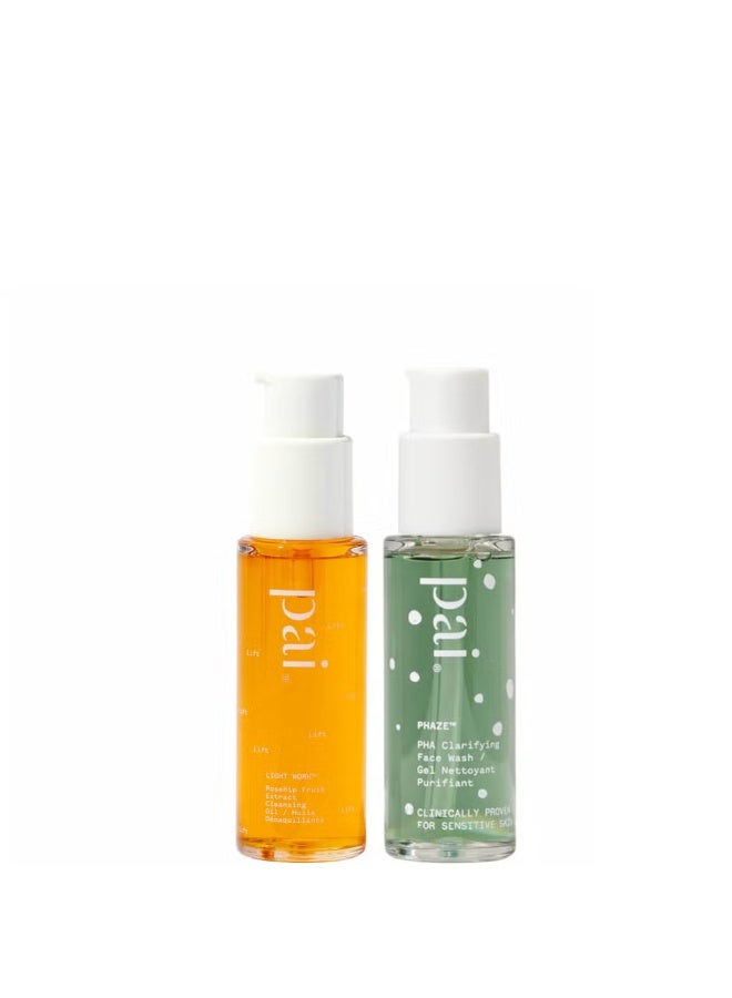 pai Pai Skincare Double Cleanse Duo - Light Work Rosehip Cleansing Oil 28ml and Phaze Rebalancing PHA Cleanser 28ml - Image 1
