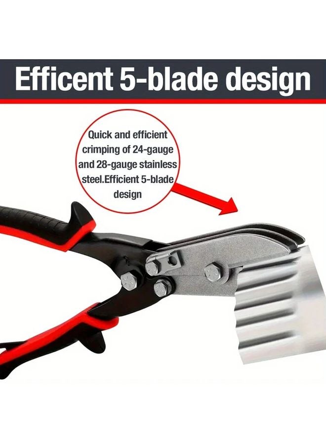 Heavy Duty 5 Blade Sheet Metal Crimper Steel Tube Reduction Plier Manual Duct Tool 1pc - Image 5