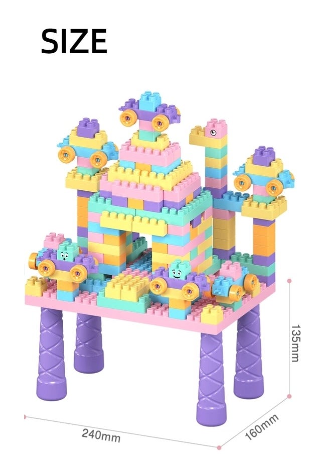Building Block Table, Multi-Functional Educational Study Block Table, DIY Assembled Educational Toys, A Variety Of Shapes Can Be Built, 360 Pcs Building Block（Macaron color）  - Image 2
